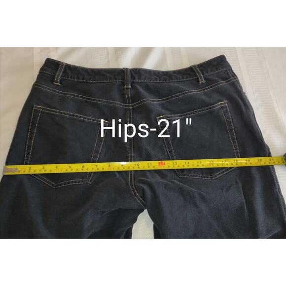 Coldwater Creek Black Jeans Sz 14P Straight Leg Gold Stitching Stretch Petite - Picture 10 of 16